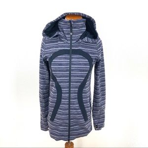 Lululemon In Stride Hooded Jacket Striped‎ Galore Women’s Sz 6